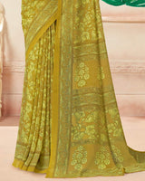 Vishal Prints Tussock Green Printed Georgette Saree