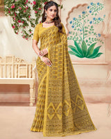 Vishal Prints Light Mustard Printed Georgette Saree