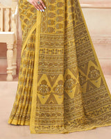 Vishal Prints Light Mustard Printed Georgette Saree