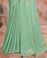 Vishal Prints Mist Green Designer Chiffon Saree