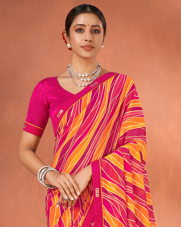 Vishal Prints Razzmatazz Pink Printed Georgette Saree With Fancy Border