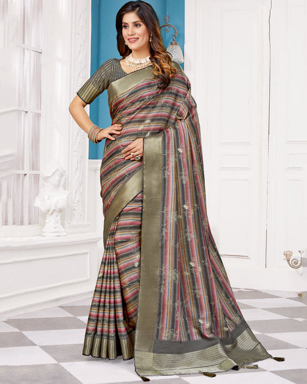 Vishal Prints Sand Poly Cotton Digital Print Saree With Fancy Border