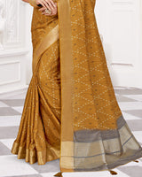 Vishal Prints Ochre Poly Cotton Digital Print Saree With Fancy Border