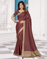 Vishal Prints Wine Poly Cotton Digital Print Saree With Fancy Border