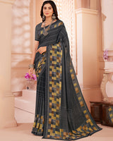 Vishal Prints Black Digital Print Criva Crepe Saree