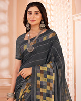 Vishal Prints Black Digital Print Criva Crepe Saree