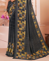 Vishal Prints Black Digital Print Criva Crepe Saree