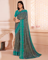 Vishal Prints Teal Green Digital Print Criva Crepe Saree