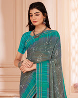 Vishal Prints Teal Green Digital Print Criva Crepe Saree