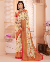 Vishal Prints Off White Digital Print Criva Crepe Saree