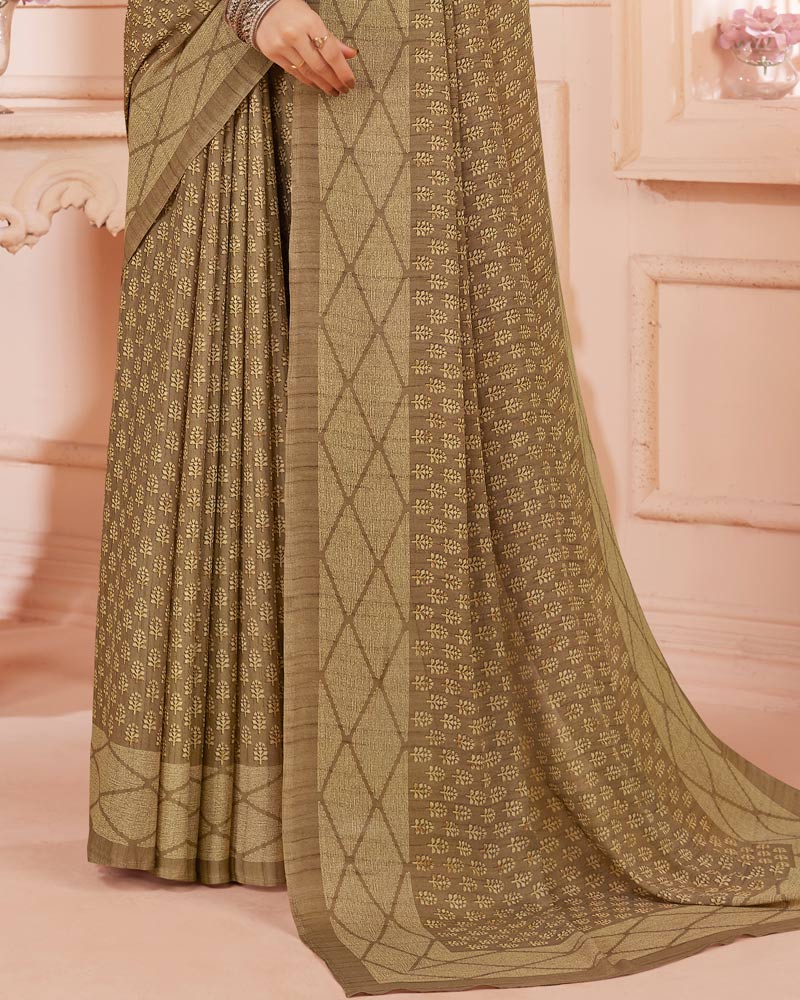 Vishal Prints Light Brown Digital Print Criva Crepe Saree