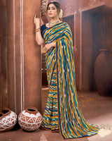 Vishal Prints Navy Blue Printed Georgette Saree With Border