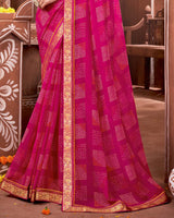 Vishal Prints Hot Pink Printed Georgette Saree With Border