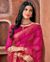 Vishal Prints Hot Pink Printed Georgette Saree With Border