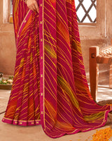 Vishal Prints Burgundy Printed Georgette Saree With Fancy Border