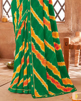 Vishal Prints Dark Sea Green Printed Georgette Saree With Fancy Border