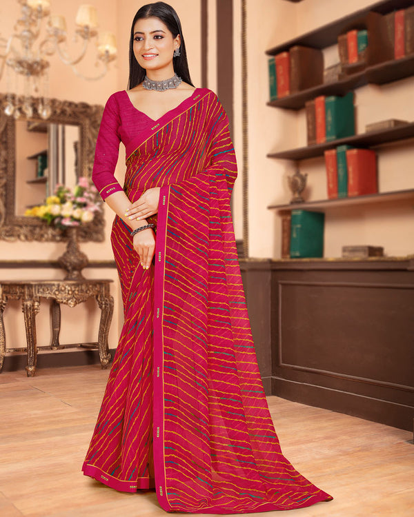 Vishal Prints Maroon Flush Printed Georgette Saree With Fancy Border