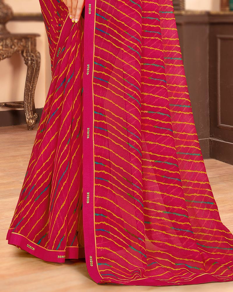 Vishal Prints Maroon Flush Printed Georgette Saree With Fancy Border