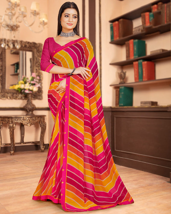 Vishal Prints Rani Printed Georgette Saree With Fancy Border