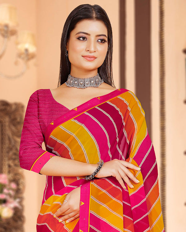 Vishal Prints Rani Printed Georgette Saree With Fancy Border