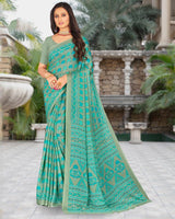 Vishal Prints Mist Green Printed Criva Moss Saree