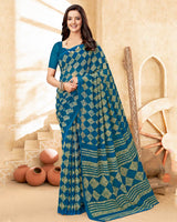 Vishal Prints Aqua Blue Printed Georgette Saree