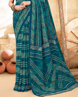 Vishal Prints Whale Blue Printed Georgette Saree