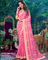 Vishal Prints Dark Pink Printed Georgette Saree With Fancy Border