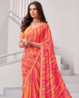 Vishal Prints Apricot Orange Printed Georgette Saree With Fancy Border