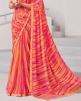 Vishal Prints Apricot Orange Printed Georgette Saree With Fancy Border