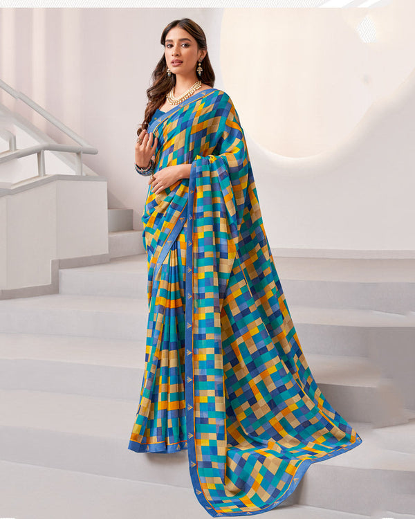 Vishal Prints Multi Color Printed Georgette Saree With Fancy Border