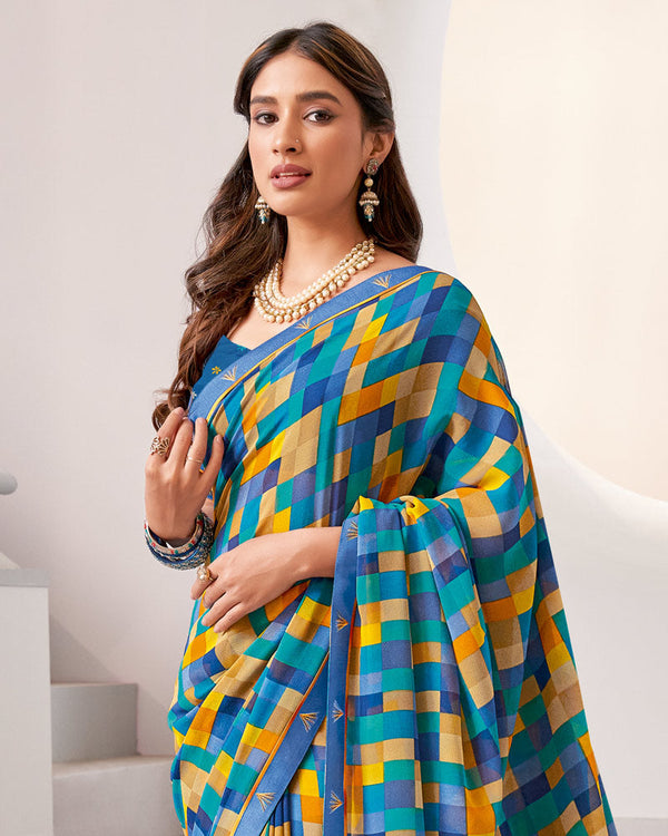 Vishal Prints Multi Color Printed Georgette Saree With Fancy Border