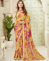 Vishal Prints Sand Brown Digital Print Georgette Saree With Fancy Border