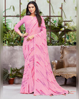 Vishal Prints Baby Pink Printed Fancy Georgette Saree With Viscose Border