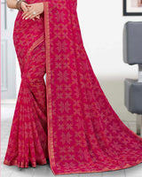 Vishal Prints Shiraz Red Printed Georgette Saree With Zari Border