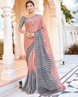 Vishal Prints Peach Designer Chiffon Saree