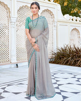 Vishal Prints Light Grey Designer Chiffon Saree