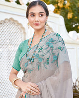 Vishal Prints Light Grey Designer Chiffon Saree