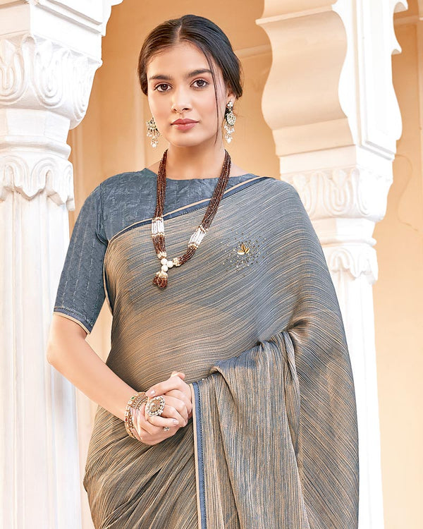 Vishal Prints Sand Brown Designer Chiffon Saree