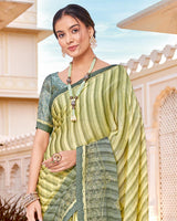 Vishal Prints Light Yellow Designer Chiffon Saree