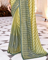 Vishal Prints Light Yellow Designer Chiffon Saree