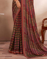 Vishal Prints Maroon Printed Fancy Chiffon Saree With Border