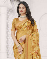 Vishal Prints Mustard Digital Print Criva Crepe Saree With Fancy Printed Border